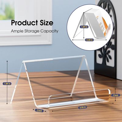 Business Card Holder for Desk Acrylic Business Card Display Holders Clear Business Cards Holder Stand 6 Pack Desktop Plastic Name Card Organizer, Capacity: 50 Cards