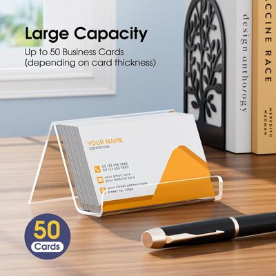 Business Card Holder for Desk Acrylic Business Card Display Holders Clear Business Cards Holder Stand 6 Pack Desktop Plastic Name Card Organizer, Capacity: 50 Cards