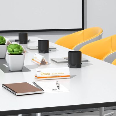 12 Pack Acrylic Name Plates for Desk, 8.5"x2.9" Clear Acrylic Sign Holder Name Tent, Double-Sided Paper Display Stand for Office, Home, Store, Classroom