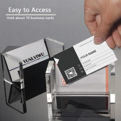 Acrylic Business Card Holder for Desk Vertical Clear Horizontal Name Cards Holders Vertical Organizer Storage Rack Display Holder Desktop Business Card Stand for Office Tabletop (1-Clear)