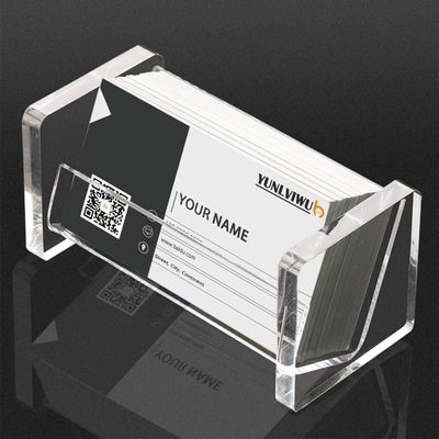 Acrylic Business Card Holder for Desk Vertical Clear Horizontal Name Cards Holders Vertical Organizer Storage Rack Display Holder Desktop Business Card Stand for Office Tabletop (1-Clear)