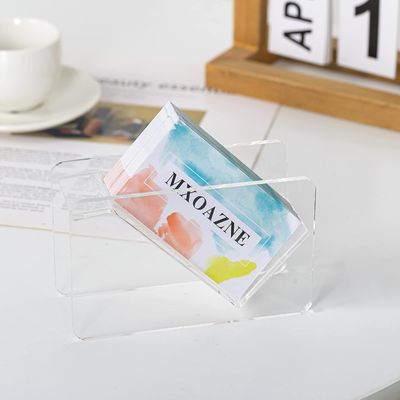 Acrylic Business Card Holder for Desk, Clear Business Card Holders, Business Card Display Stand, Business Card Organizer, Large Capacity 100 Cards, 1 Slot
