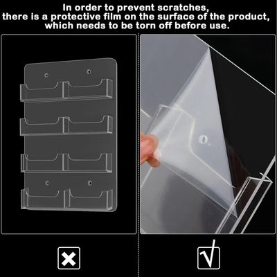 2 Pieces Acrylic Business Card Holder Wall Mount Clear Sticker Display Rack Multiple Clear Acrylic Card Organizer Sticker Display Stand Pre Drilled Index Card Storage (8 Pockets/ 11.8 x 8.3)