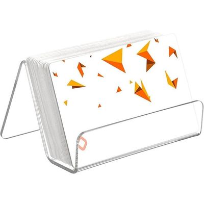 Pack of 2 Transparent Business Card Holder Acrylic Business Card Stand for Desk Office