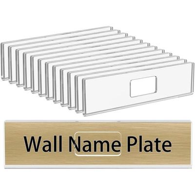 12 Pack Acrylic Wall Name Plate Holder 2x8 Inch,Clear Plastic Sign Holder Horizontal with Double Sided Tape,Door Name Plates Set Small License Plates Frame For Office Home Classroom Teacher