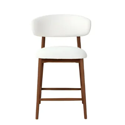 Nova Wood Counter Chair W55 x D58 x H95 cm - White Fabic, Brown Solid Wood Frame