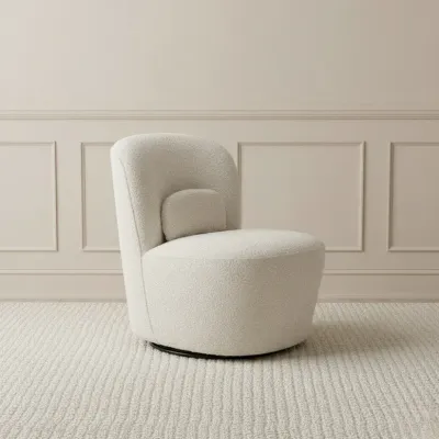 Chase Swivel Accent Chair W68 x D75 x H80 cm - White Fabic Chase Swivel Accent Chair W68 x D75 x H80 cm - White Fabic