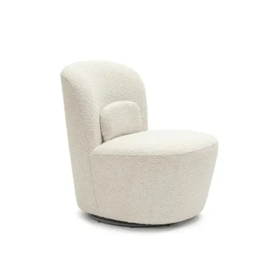 Chase Swivel Accent Chair W68 x D75 x H80 cm - White Fabic