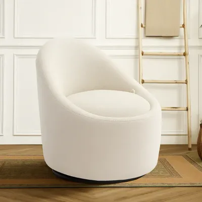Fate Swivel Accent Chair W66 x D72 x H73 cm  - White Fabic