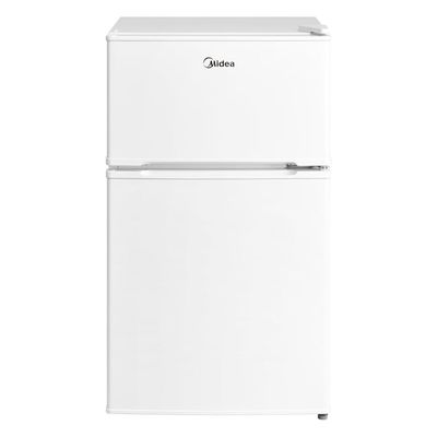 Midea 134L Gross & 87L Net Double Door Refrigerator | Separate Chiller Compartment | 2L Bottle Holder | Mini Fridge for Kitchen | Bedroom | Office & Bar | Inverter Quattro | White | MDRT134FGE01AE