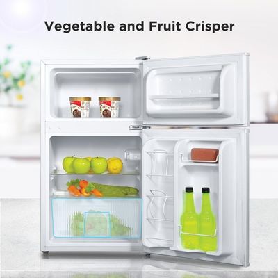 Midea 134L Gross & 87L Net Double Door Refrigerator | Separate Chiller Compartment | 2L Bottle Holder | Mini Fridge for Kitchen | Bedroom | Office & Bar | Inverter Quattro | White | MDRT134FGE01AE