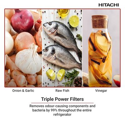 Hitachi 500L Gross Net 344L 2 Doors Top Mount Refrigerator | No Frost Fridge | Dual Sense Surround Cooling | Silver | HRTN6379SXAE