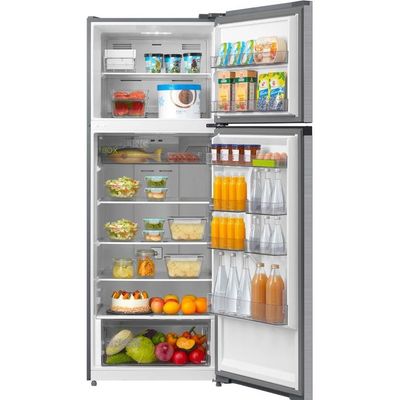 Midea 645L Gross And 463L Net Top Mount Double Door Refrigerator | 2 Doors Frost Free Fridge Freezer with Smart Sensor & Humidity Control | Inverter Quattro | Active-C Fresh | Silver MDRT645MTE46AED