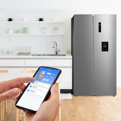 Midea 704L Gross & 513L Net Capacity Side by Side Refrigerator | With Water Dispenser | Frost Free With Humidity Control | Electronic Touch Screen | Inverter Quattro | Multi Air Flow | Silver | MDRS704FIE02AE