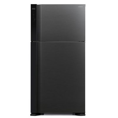 Hitachi 710L Top Mount Double Door Refrigerator | 2 Doors No Frost Fridge Freezer | Inverter Control With Dual Fan Cooling | Touch Screen Control | Movable Twist Ice Tray | Black | RV710PUK7KBBK