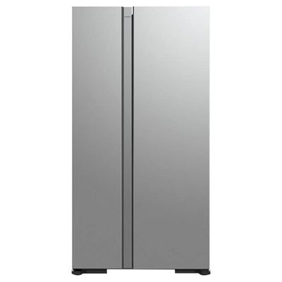 Hitachi 700L Side by Side Refrigerator (Net 595L) | Elegant Glass Finish | Dual Fan Cooling | Quick Freezing | Touch Screen Control | Silver | RS700PUK04GS