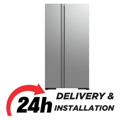 Hitachi 700L Side by Side Refrigerator (Net 595L) | Elegant Glass Finish | Dual Fan Cooling | Quick Freezing | Touch Screen Control | Silver | RS700PUK04GS