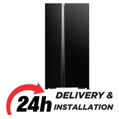 Hitachi Gross 700L Net 595L Side By Side Refrigerator | Quick Cooling & Freezing | Frameless Glass Design | LED Control Panel | Black | RS700PUK04GBK