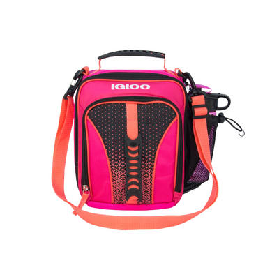Igloo Vertical  Lunch Hand Bag with Water Bottle Pink Set of 01