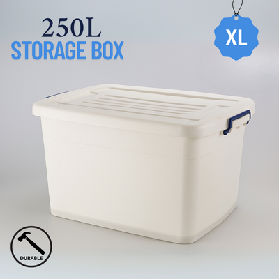 250L Extra-Large Plastic Storage Box with Locking Lid – Heavy-Duty Organizer for Home, Office & Industrial Use