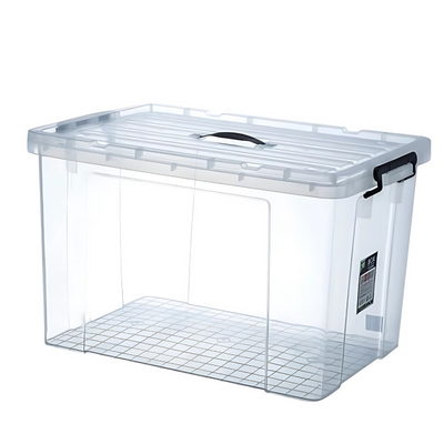 120L Clear Plastic Storage Box with Locking Lid – Transparent Organizer for Home, Closet & Office Use