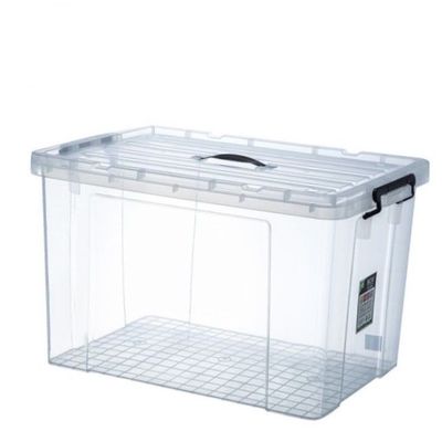 85L Clear Plastic Storage Box with Locking Lid – Transparent Organizer for Closet, Kitchen & Office Use
