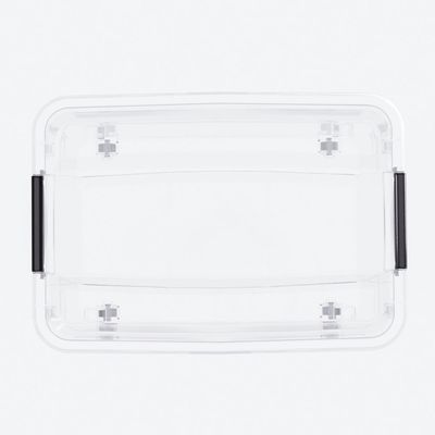 35L Clear Plastic Storage Box with Wheels – Compact Rolling Organizer with Locking Lid for Daily Use