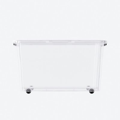 35L Clear Plastic Storage Box with Wheels – Compact Rolling Organizer with Locking Lid for Daily Use