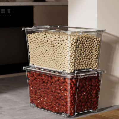 35L Clear Plastic Storage Box with Wheels – Compact Rolling Organizer with Locking Lid for Daily Use