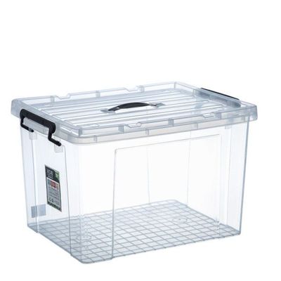48L Clear Plastic Storage Box with Locking Lid – Transparent Organizer for Home, Office & Closet Storage