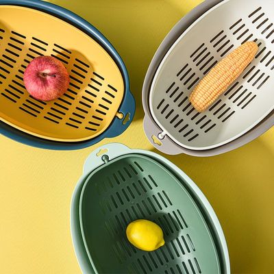 2-in-1 Colander with Bowl Set – Multi-Functional Kitchen Strainer for Washing, Draining & Serving (GREY/BEIGE)