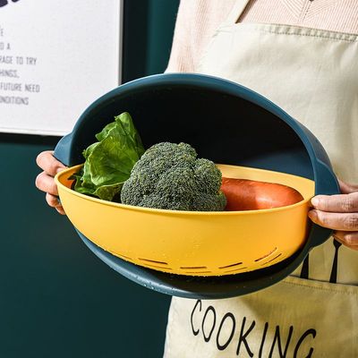 2-in-1 Colander with Bowl Set – Multi-Functional Kitchen Strainer for Washing, Draining & Serving (TEAL/
YELLOW)
