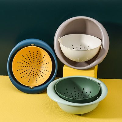 2-in-1 Colander with Bowl Set – Multi-Functional Kitchen Strainer for Washing, Draining & Serving (LIGHT GREEN/ DARK GREEN)