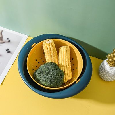 2-in-1 Colander with Bowl Set – Multi-Functional Kitchen Strainer for Washing, Draining & Serving (TEAL/YELLOW)