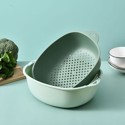 2-in-1 Colander with Bowl – Easy Drain Kitchen Strainer for Fruits, Vegetables & Pasta | 3.5L Capacity (MATCHA GREEN/ WHITE)