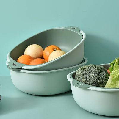 2-in-1 Colander with Bowl – Easy Drain Kitchen Strainer for Fruits, Vegetables & Pasta | 3.5L Capacity (MATCHA GREEN/ WHITE)