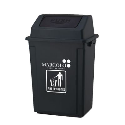 30L Dustbin – Push Lid Garbage Bin – Medium-Size Trash Can for Kitchen, Office or Garden (Black)
