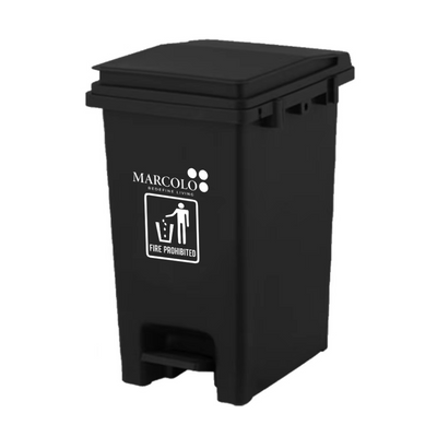 20L Pedal Dustbin – Medium-Sized Hands-Free Trash Can with Foot Pedal and Lid – Polypropylene Bin for Kitchen, Office, or Clinic Use (Black)