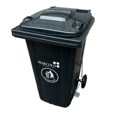 120L Pedal Dustbin – Extra-Large HDPE Trash Bin with Foot Pedal & Wheels – Weatherproof Waste Container for Outdoor & Industrial Use (Black)