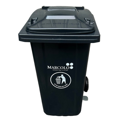 120L Pedal Dustbin – Extra-Large HDPE Trash Bin with Foot Pedal & Wheels – Weatherproof Waste Container for Outdoor & Industrial Use (Grey)