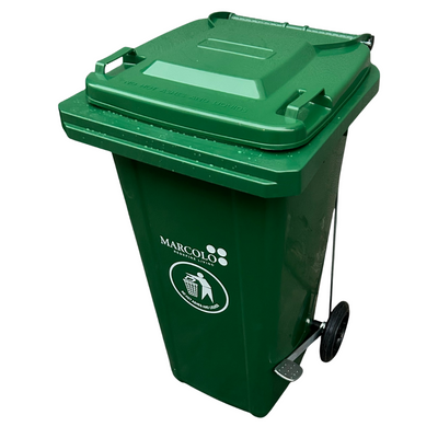 120L Pedal Dustbin – Extra-Large HDPE Trash Bin with Foot Pedal & Wheels – Weatherproof Waste Container for Outdoor & Industrial Use (Green)