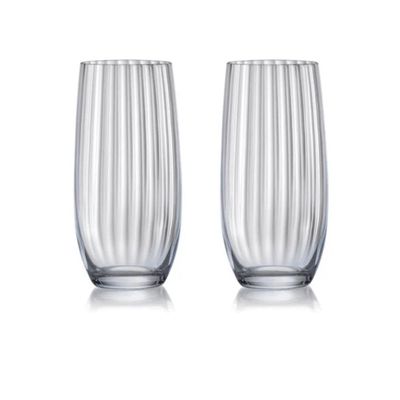 Crystalex Highball Long Drink Tumbler Glass Waterfall 350ml, Crystalline (Set of 2)