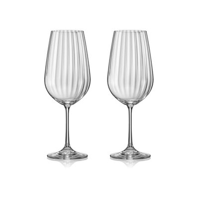 Crystalex Bordeaux Red Wine Glass Waterfall Optic 550ml, Crystalline (Set of 2)