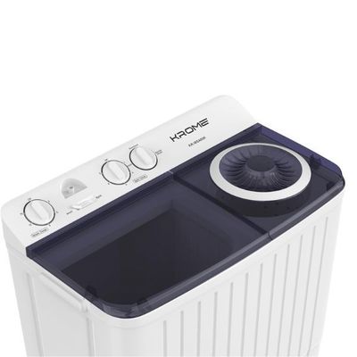 KROME 8KG Twin Tub Semi-Automatic Washing Machine | Powerful Wash | Mechanical Wash Timer | Intuitive Control | Durable Aluminium Spin Motor | 360W Wash & 170W Spin | White | KR-WSA80K