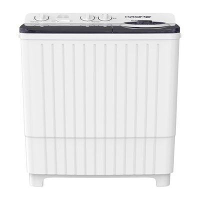 KROME 8KG Twin Tub Semi-Automatic Washing Machine | Powerful Wash | Mechanical Wash Timer | Intuitive Control | Durable Aluminium Spin Motor | 360W Wash & 170W Spin | White | KR-WSA80K