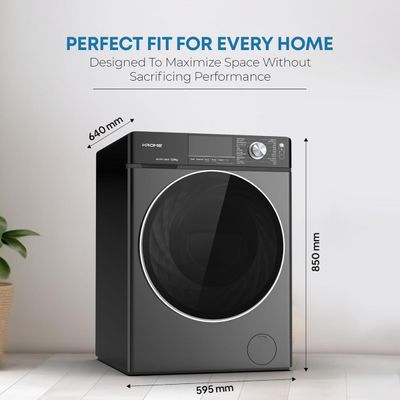 Krome Front Loading Washer Dryer Machine | 12 Kg Washing | 8 Kg Drying | 1400 RPM Spin | Variable Temperature | Foam Sensing & Removal | Auto Restart | Child Lock | Black | KR-WD128STI