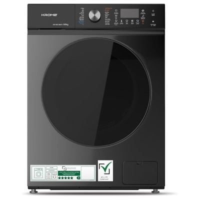 Krome Front Loading Washer Dryer Machine | 9 Kg Washing | 6Kg Drying | 1400 RPM Spin | Variable Temperature | Foam Sensing & Removal | Auto Restart | Child Lock | Titanium | KR-WD96STI