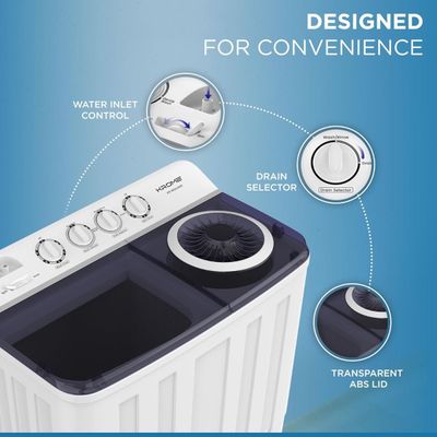 Krome Twin Tub Semi Automatic Washing Machine| 10Kg |White|KR-WSA100K