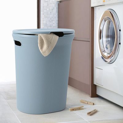 Tatay Baobab Laundry Basket, 40L Capacity, Polypropylene, Bpa Free, with Lid. Blue Mist. Measures 41 X 33 X 50 Cm