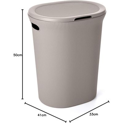 Tatay Baobab Laundry Basket, 40L Capacity, Polypropylene, Bpa Free, with Lid. Taupe. Measures 41 X 33 X 50 Cm